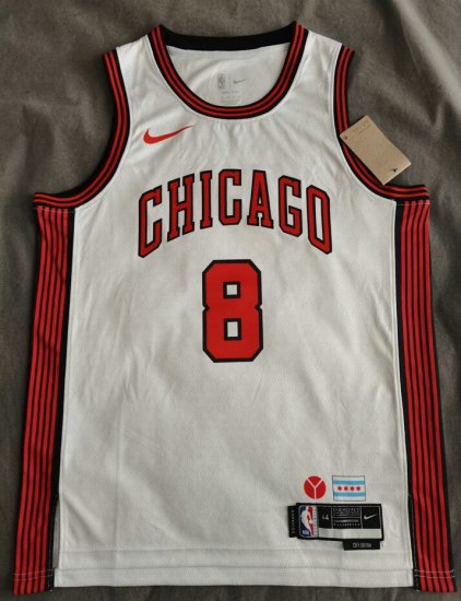 NBA 8 Lavine Bulls 22-23 city Maillot blanc imprimé